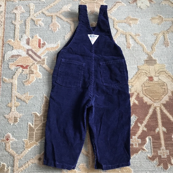 Vintage OshKosh B’gosh Sz 12 M Navy Blue Corduroy Vestbak Overalls Made in USA - Picture 10 of 16